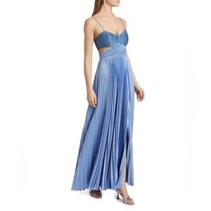 AMUR Cutout Blue Pleated Dress